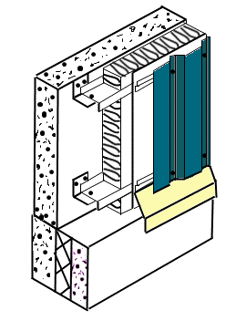 Схема примыкания к цоколю фасада из профнастила