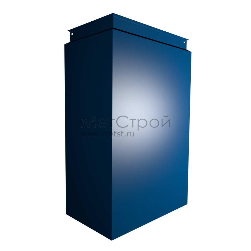 Фасадный кассетон угловой с закрытым типом 
крепления СК-2014 из оцинкованной стали цвета RAL 5005 синий насыщенный