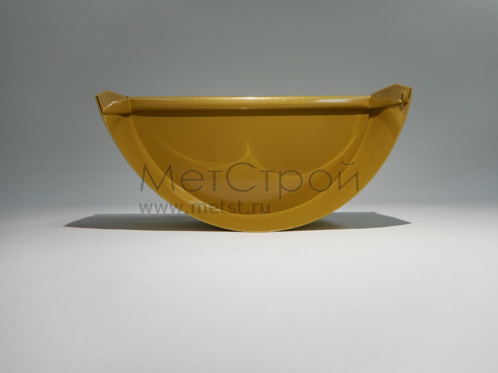 Заглушка желоба круглой водосточной системы 
с покрытием цвета RAL 1036 перламутровый золотой (металлик)