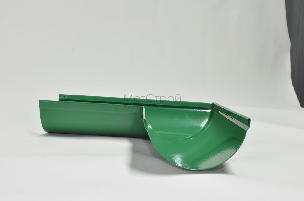 Угловой желоб водостока 135 градусов 125 мм 
с двухсторонним полимерным покрытием мятно-зеленого 
цвет RAL 6025