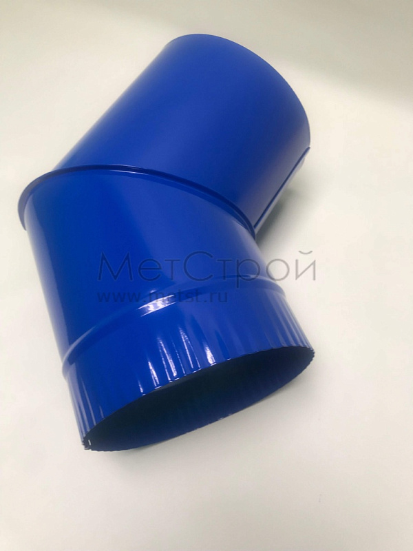 Колено водостока соединительное сливное из оцинкованной стали, покрытие RAL 5005 «Насыщенный синий», размеры: диаметр 100 мм, длина 400 мм, толщина 0.5 мм