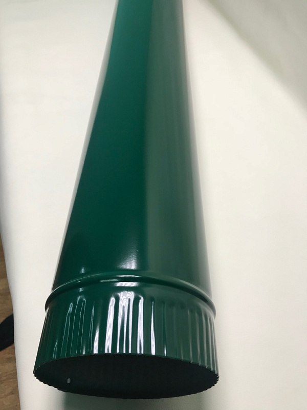 Зеленая труба водосточная оцинкованная с полимерным покрытием, диаметр 100 мм, длина 1250 мм, толщина 0.5 мм, окрашена в оттенок «зеленый мох» RAL 6005