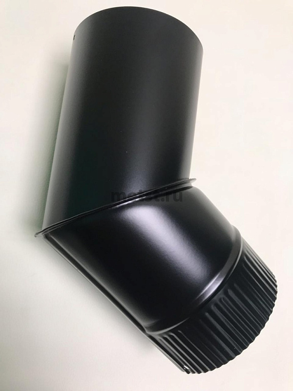 Колено водостока соединительное сливное из оцинкованной стали, покрытие RAL 9005 «Черный Янтарь», размеры: диаметр 100 мм, длина 400 мм, толщина 0.5 мм