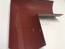 Коричневый угол желоба 90 градусов диаметром 
125 мм толщиной 0.5 мм оцинкованный с полимерным 
покрытием, цвет RAL 3009 «Оксид красный»